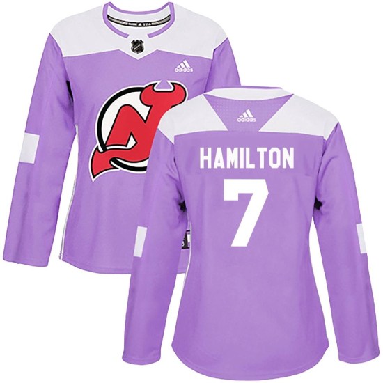 Dougie Hamilton New Jersey Devils Women's Authentic Fights Cancer Practice Adidas Jersey - Purple