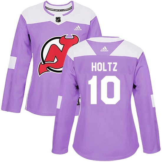 Alexander Holtz New Jersey Devils Women's Authentic Fights Cancer Practice Adidas Jersey - Purple