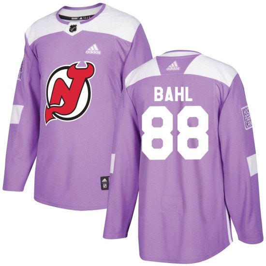 Kevin Bahl New Jersey Devils Authentic Fights Cancer Practice Adidas Jersey - Purple