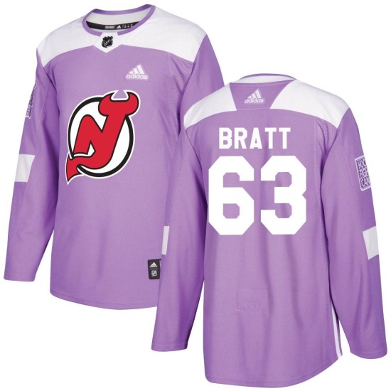 Jesper Bratt New Jersey Devils Authentic Fights Cancer Practice Adidas Jersey - Purple