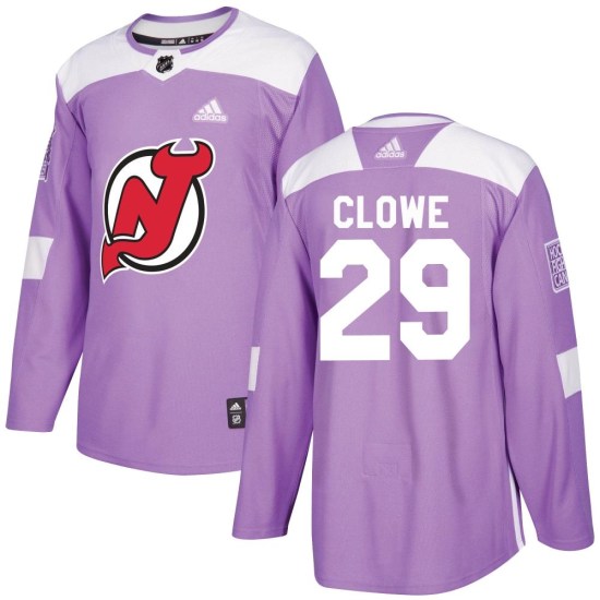 Ryane Clowe New Jersey Devils Authentic Fights Cancer Practice Adidas Jersey - Purple