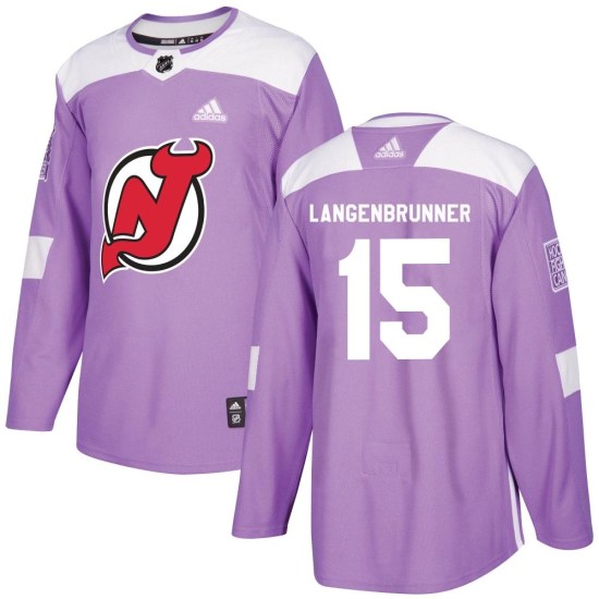 Jamie Langenbrunner New Jersey Devils Authentic Fights Cancer Practice Adidas Jersey - Purple