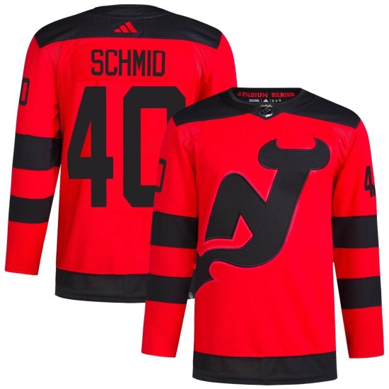 Akira Schmid New Jersey Devils Authentic 2024 Stadium Series Primegreen Adidas Jersey - Red