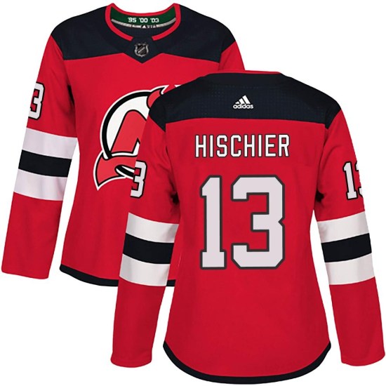 Nico Hischier New Jersey Devils Women's Authentic Home Adidas Jersey - Red