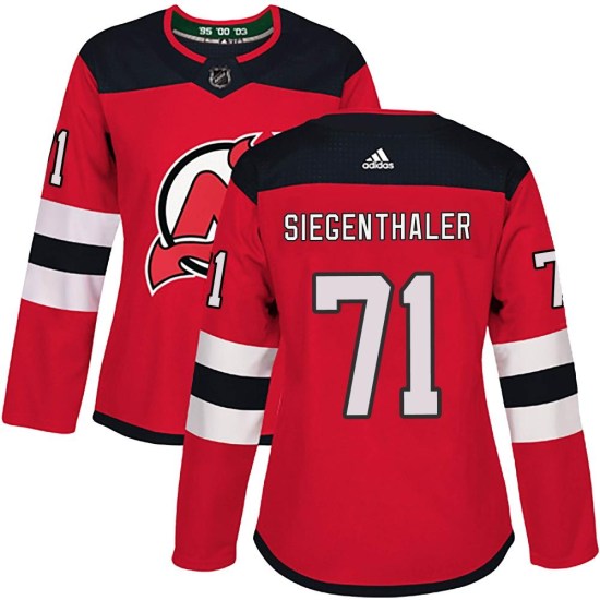 Jonas Siegenthaler New Jersey Devils Women's Authentic Home Adidas Jersey - Red