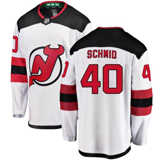 Akira Schmid New Jersey Devils Breakaway Away Fanatics Branded Jersey - White