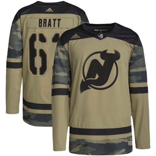 Jesper Bratt New Jersey Devils Authentic Military Appreciation Practice Adidas Jersey - Camo