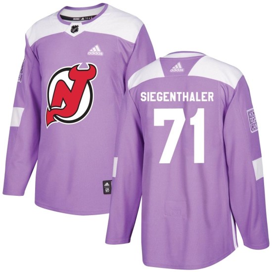 Jonas Siegenthaler New Jersey Devils Authentic Fights Cancer Practice Adidas Jersey - Purple