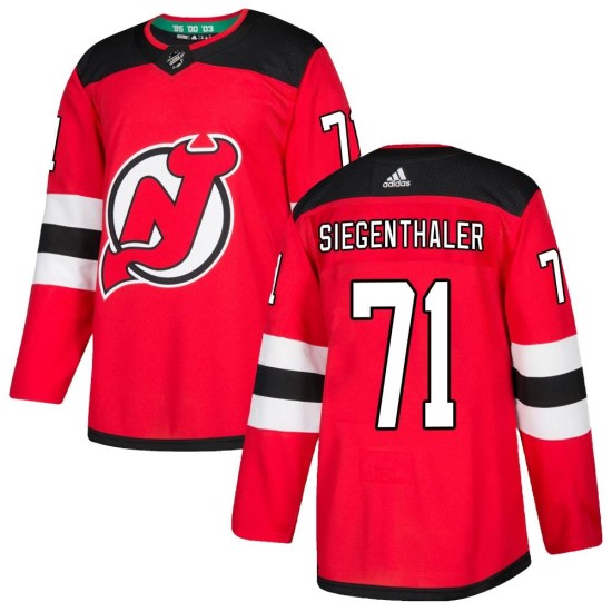 Jonas Siegenthaler New Jersey Devils Authentic Home Adidas Jersey - Red